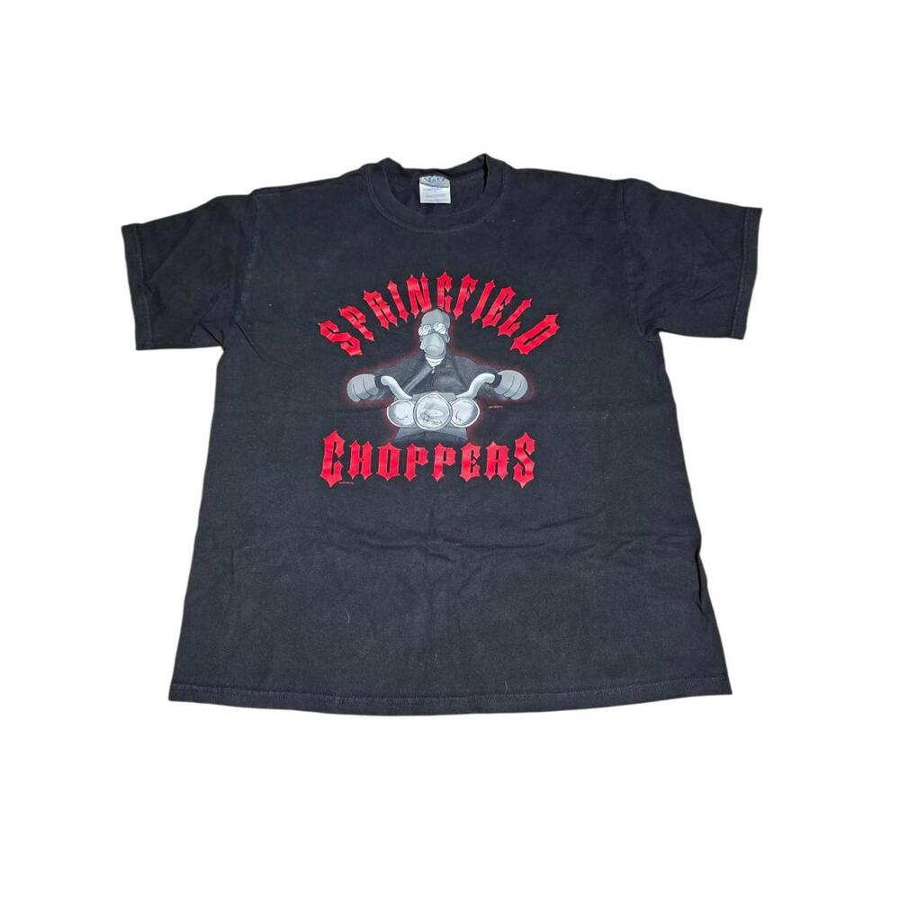 Vintage 2004 The Simpsons Springfield Choppers Homer Biker T-Shirt Black B11